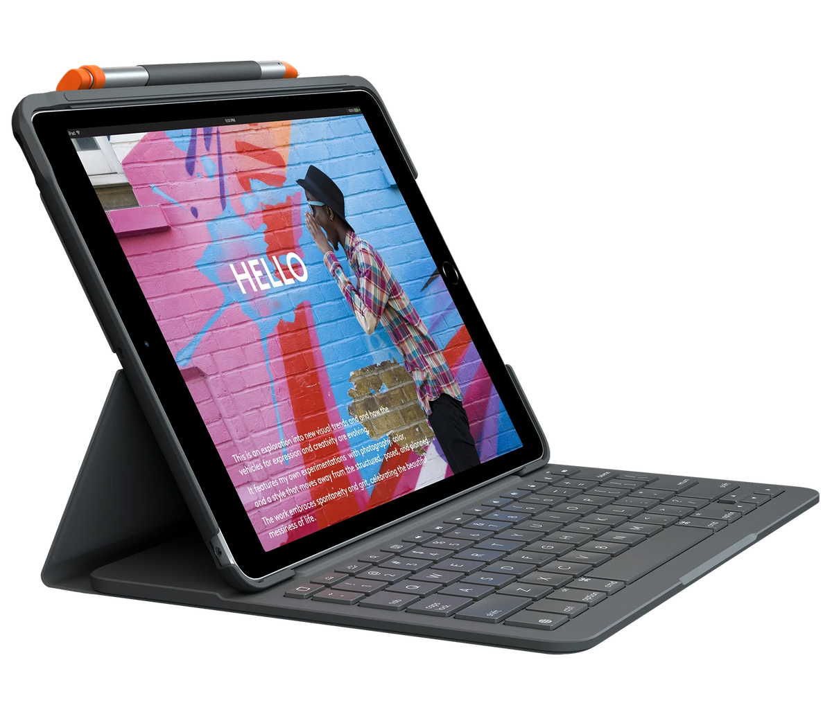 Slim Folio for iPad - Oxford Grey - English US (QWERTY)